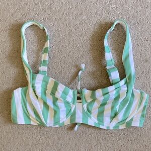 Victoria's Secret Green and White Striped Bikini Top